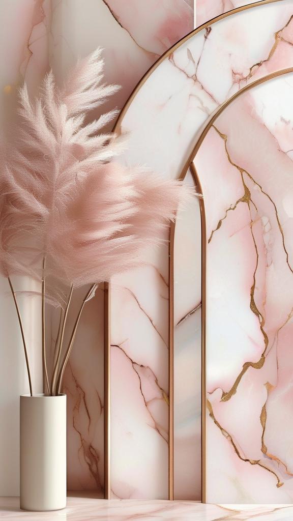 Blush pink marble with delicate veins, soft shimmer
