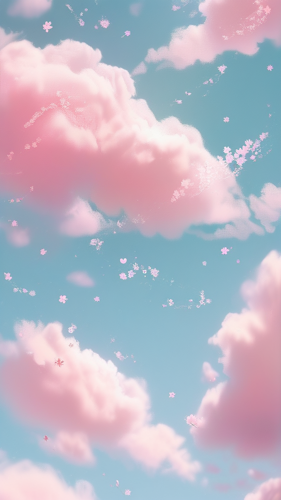 Fluffy pastel cloud wallpaper with dreamy pink and hues, soft