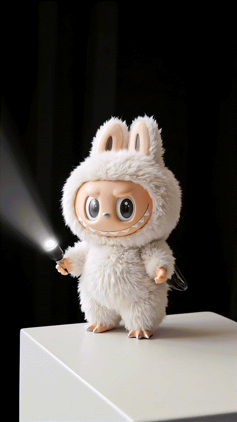 white labubu flashlight