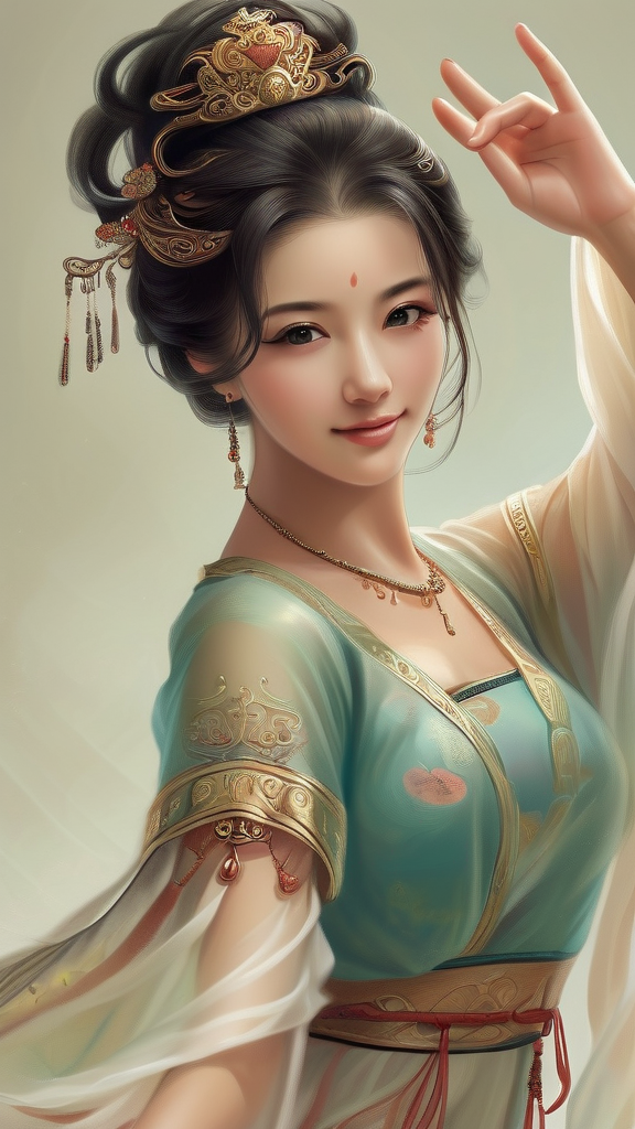 A graceful ancient Chinese beauty is dancing elegantly.