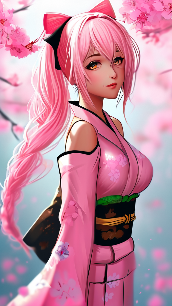 pink sakura anime girl