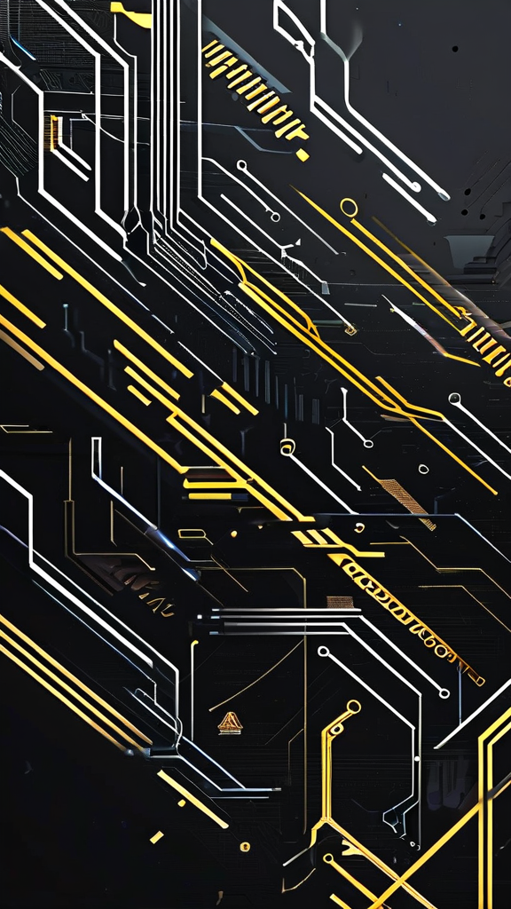 Black-themed geek phone wallpaper featuring intricate circuit patterns and subtle